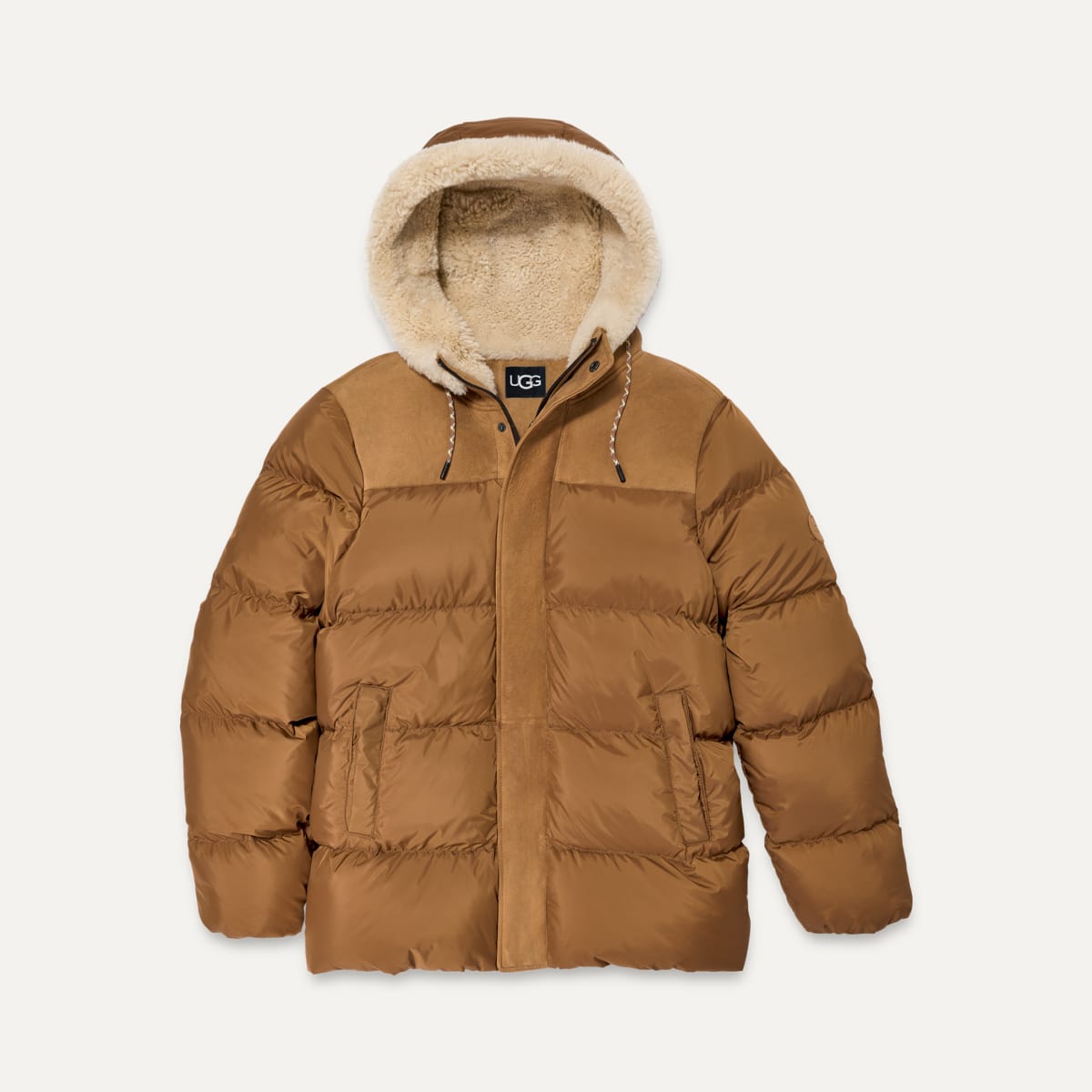 Mens puffer coat with fur on sale